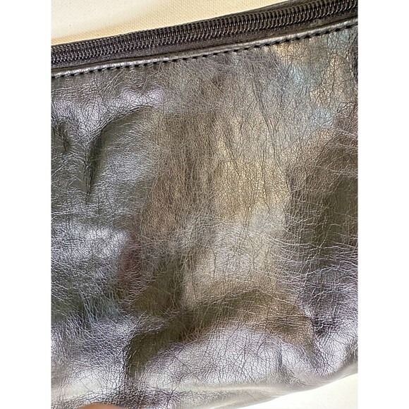 Vegan Leather Black Banana Shoulder Hobo Bag Chain Handle 14x7 - Picture 9 of 10